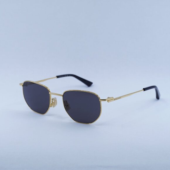 ?️ New Bottega Veneta BV1301S 001 Sunglasses - Gold Frame, Grey Lenses